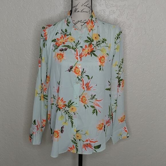 Ann Taylor Factory Floral Button Down Shirt Size XS - Picture 1 of 6
